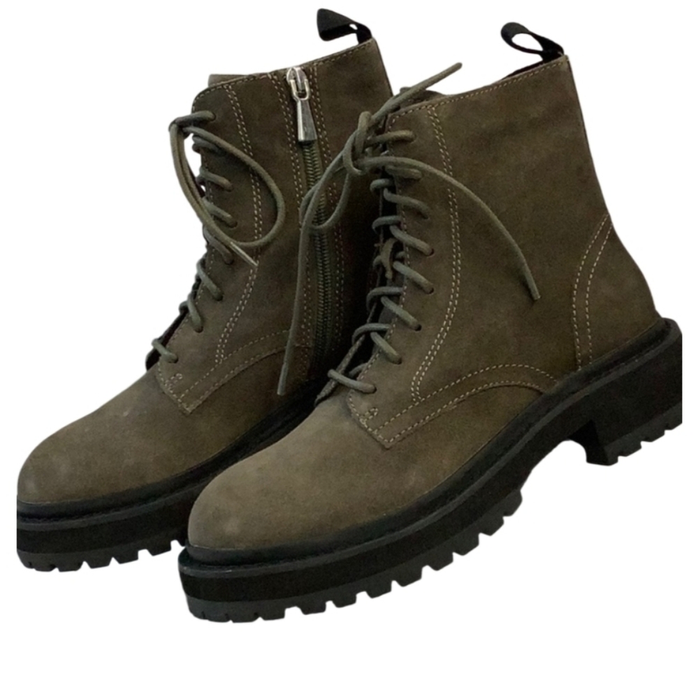 New Nordstrom Promise V Sueded Olive Green Combat Style Lugg Sole Boots Lisa V 8